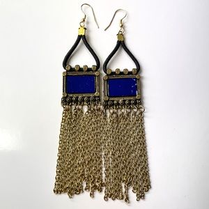 Turkish Blue and Gold Earrings